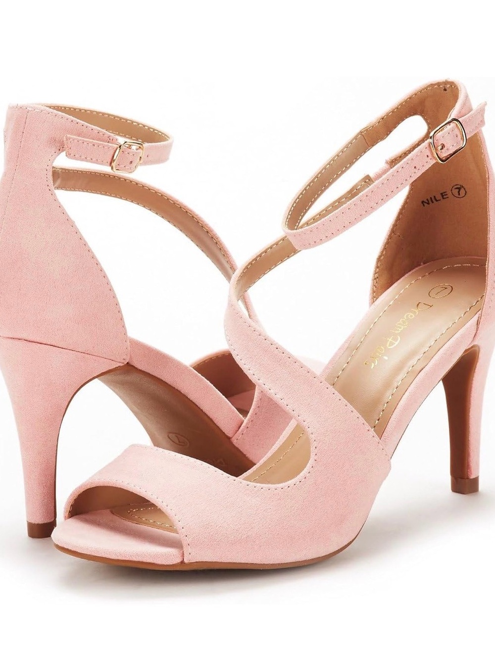 Dream Pairs Pink Suede Strappy High Heel Sandals